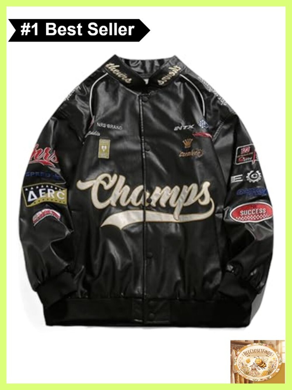 Faux Leather Racing Jacket Oversized Motorcycle Biker Racer Streetwear